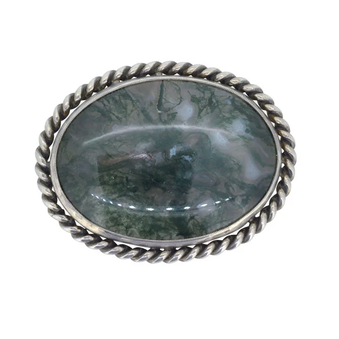 emerald leaf brooch for women-Moss Agate Brooch