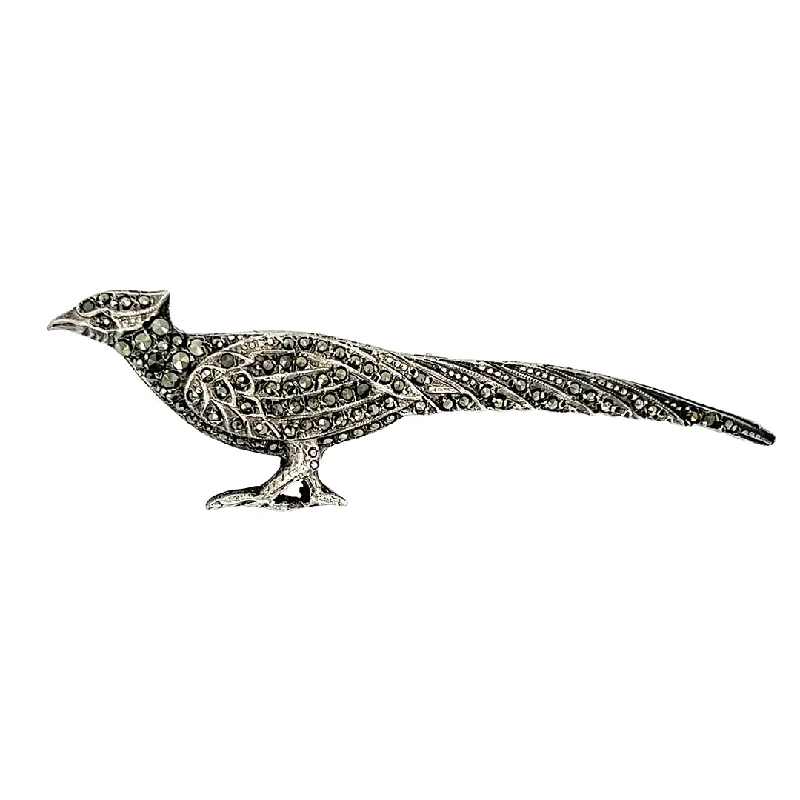 unique wedding brooch for women-Marcasite Pheasant Brooch