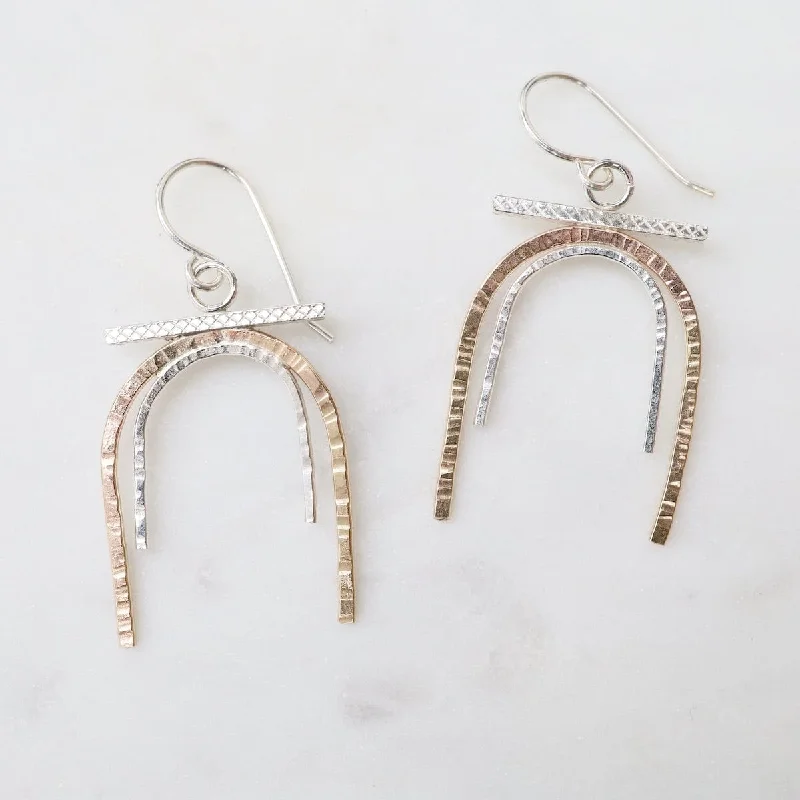 oval hoop earrings for women-Two Tone Rainbow Earrings