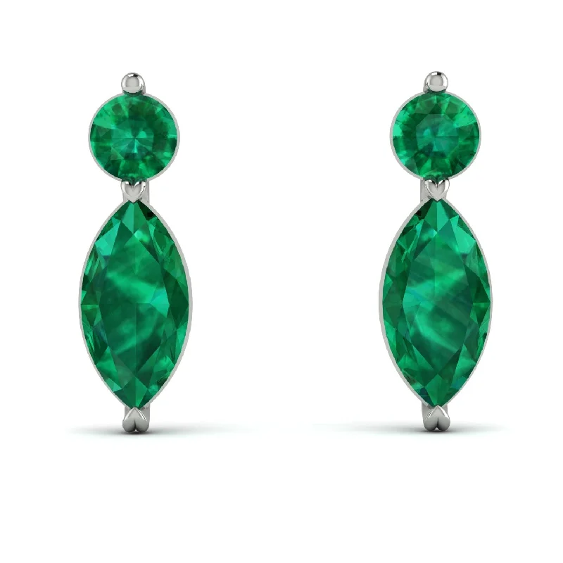 personalized birthstone earrings for women-Hanging Marquise Emerald Earrings - Lacey No. 6