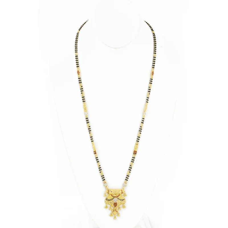 boho-inspired necklace for women-22K Multi Tone Gold Mangalsutra Chain W/ Meenakari Design Pendant