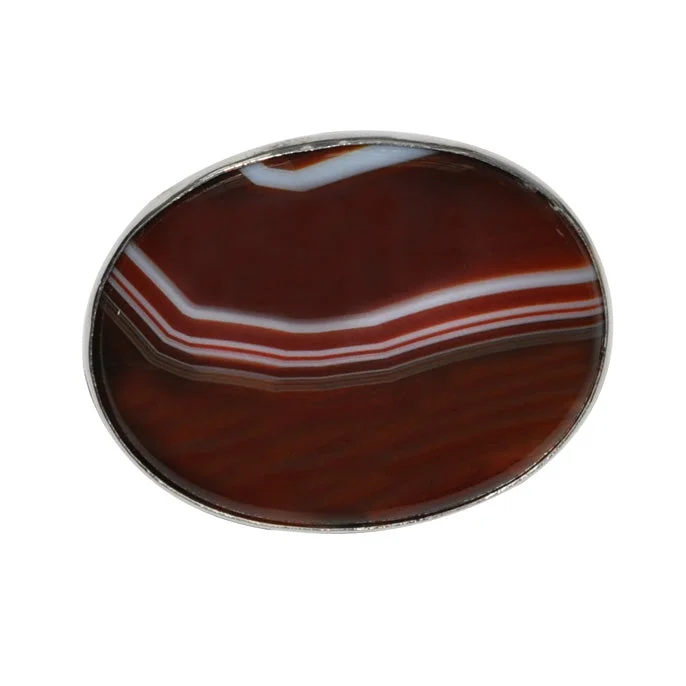 delicate crystal brooch for women-Banded Agate Brooch