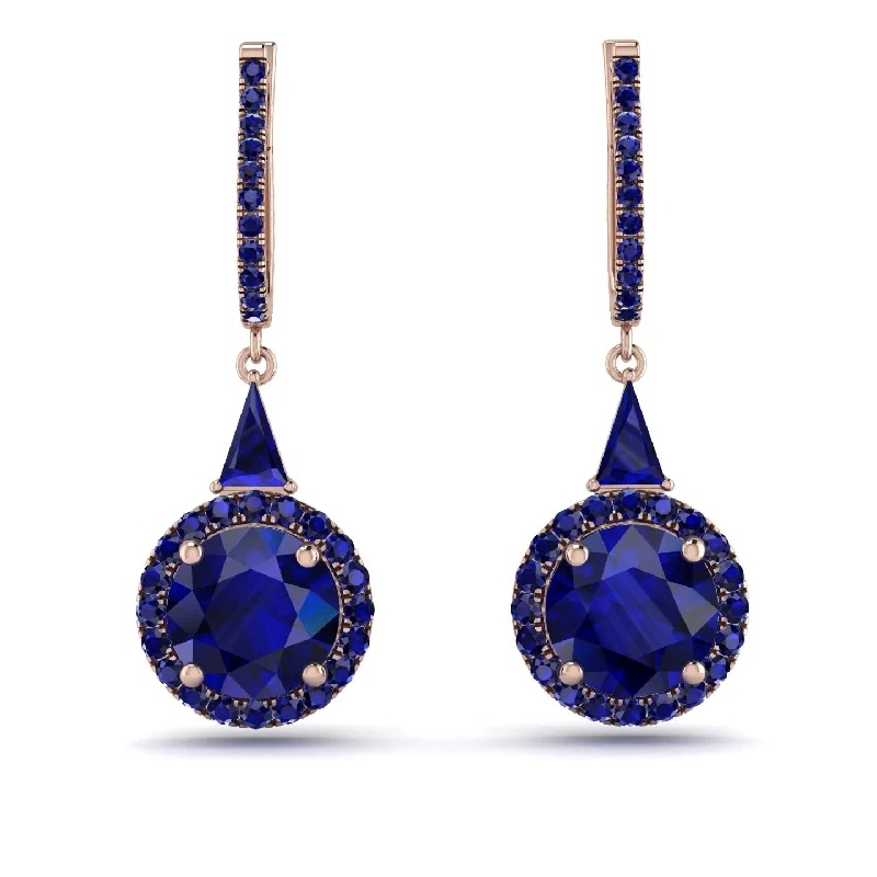 elegant earrings for women-Hidden Halo Sapphire Earrings - Joanna No. 74