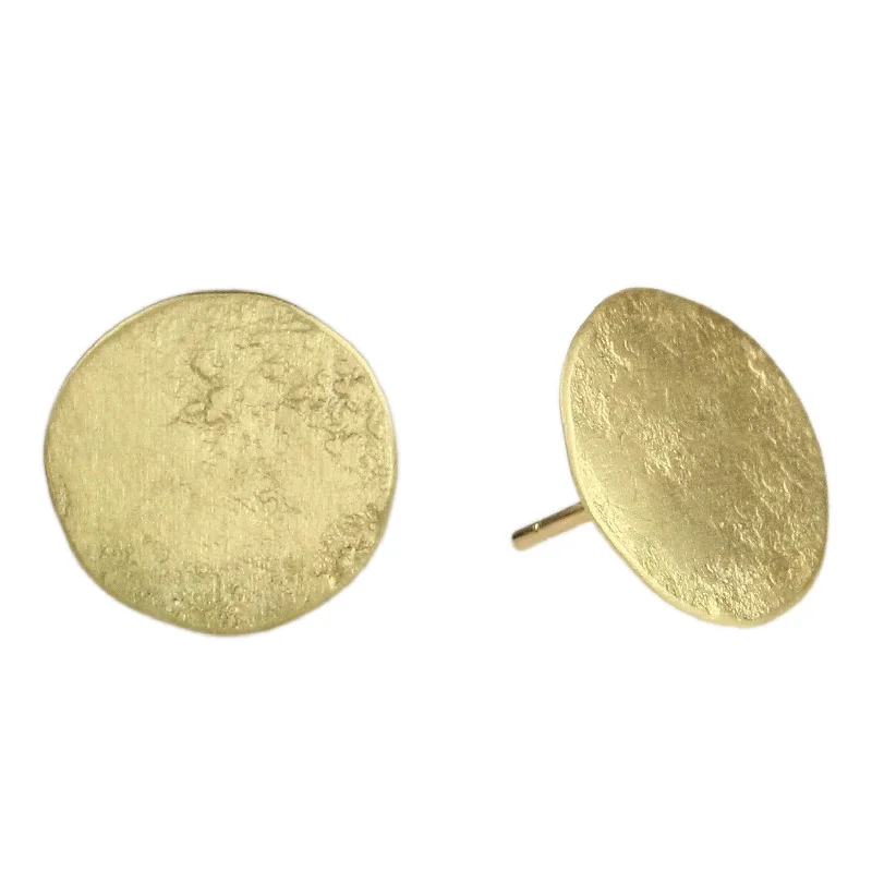 diamond stud earrings for women-18k Parchment Disk Stud Earrings