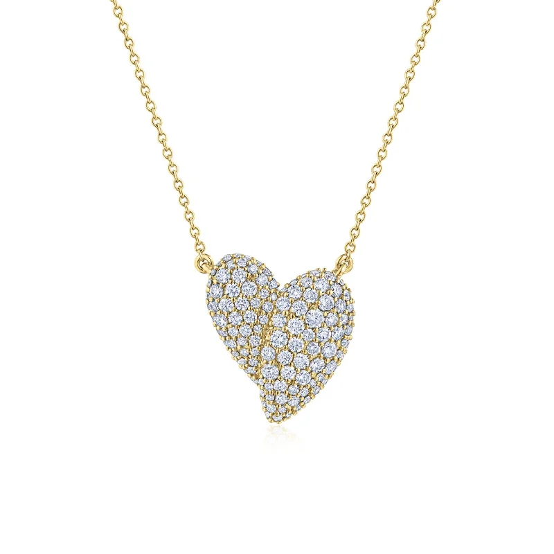 star pendant necklace for women-Stylized Heart Pendant with Pavé Diamonds