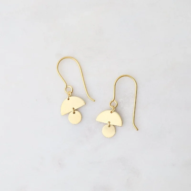 trendy gold earrings for women-Brushed Gold Vermeil Little Mod 2 Shape Drop Earrings