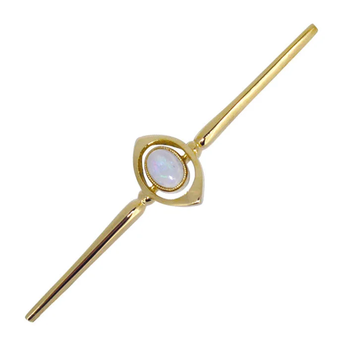 gold butterfly brooch for women-Opal Bar Brooch