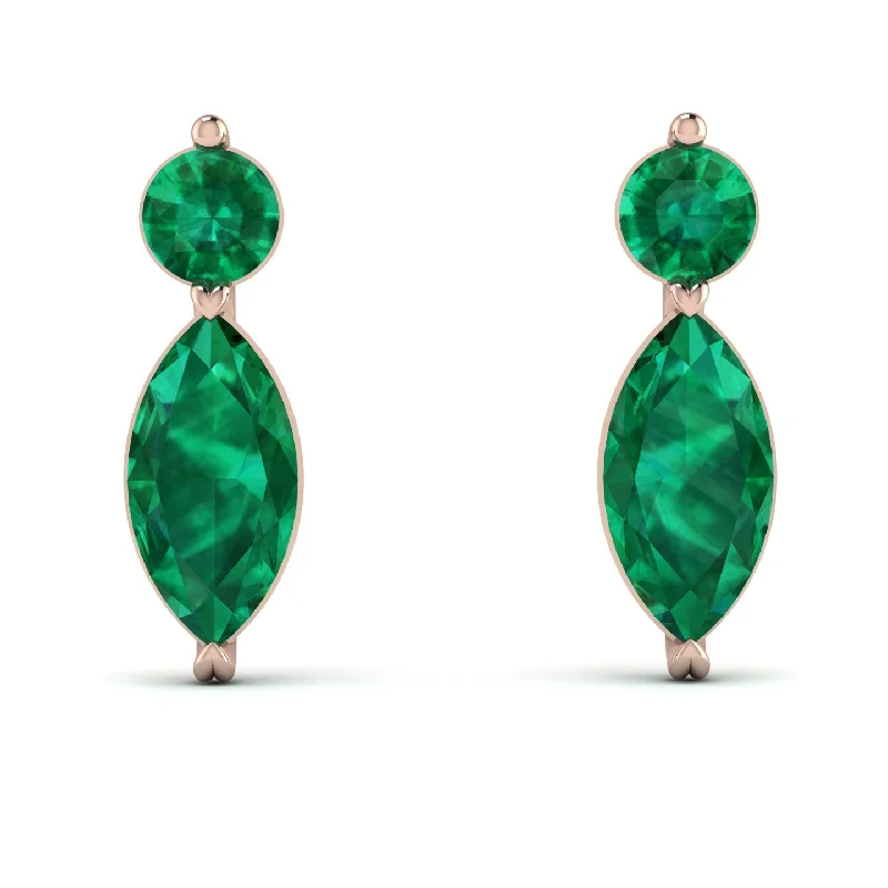 black diamond earrings for women-Hanging Marquise Emerald Earrings - Lacey No. 5