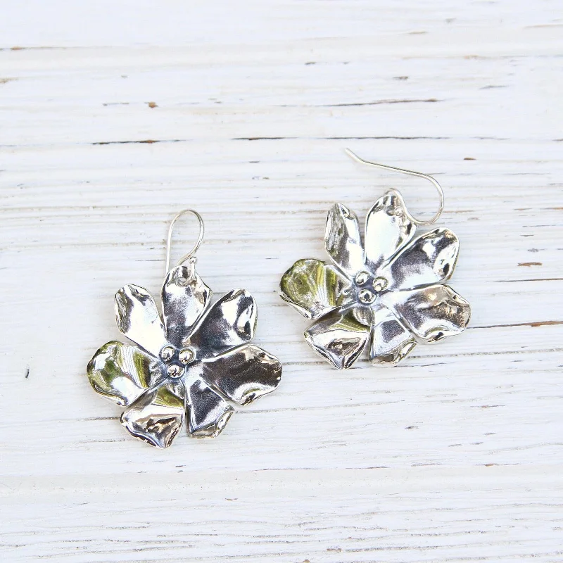 sterling silver hoop earrings for women-Wildflower on Wire Earrings