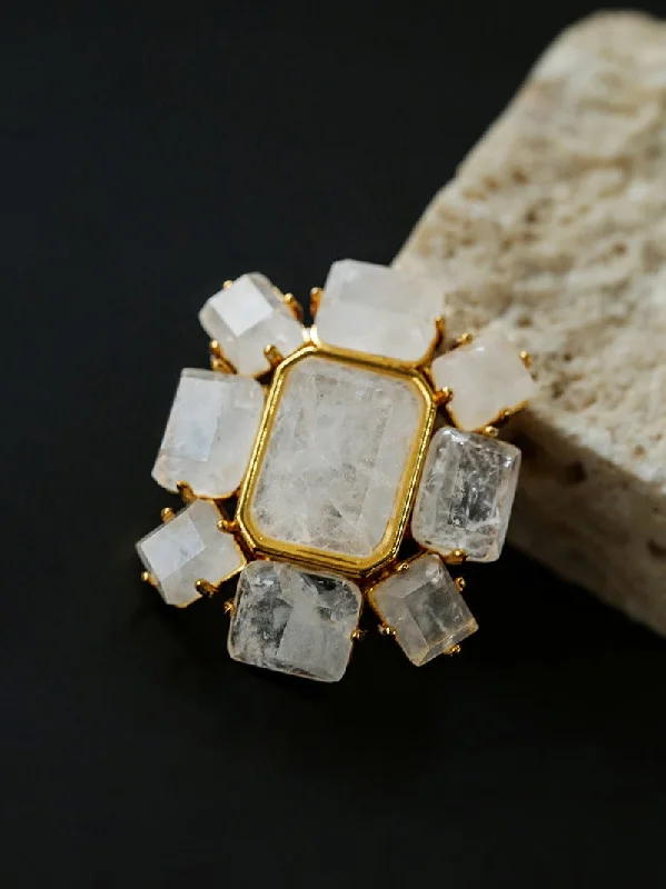 rhinestone brooch for women-Fashion Rock Sugar White Crystal Brooch