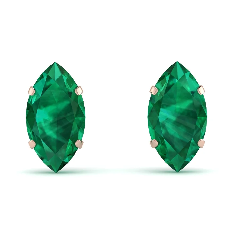 star-shaped earrings for women-Hidden Halo Marquise Emerald Earrings - Journey No. 35