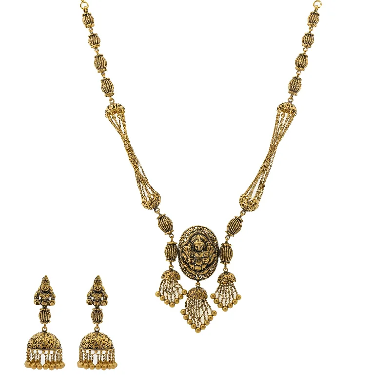 simple pearl necklace for women-22K Gold Amara Antique Jewelry Set