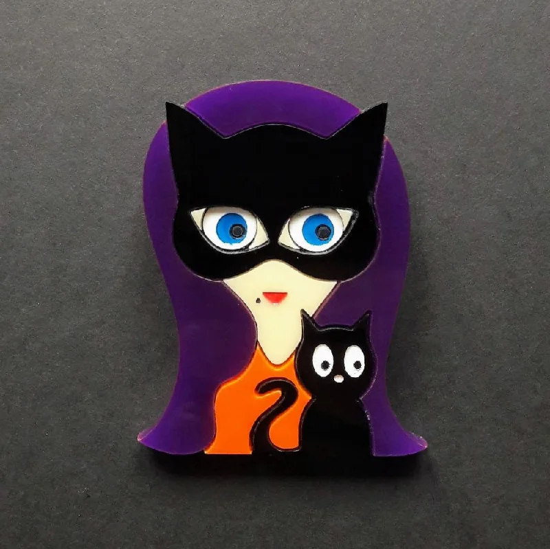 animal brooch for women-KITTY Acrylic Brooch, Halloween Limited Numbered Edition