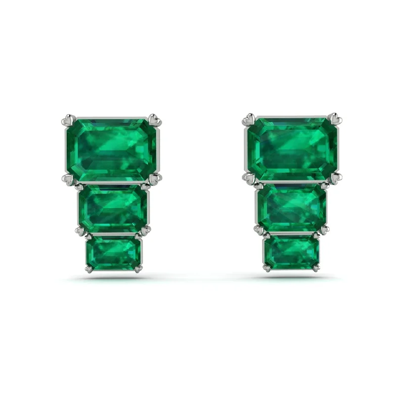 pearl cluster earrings for women-Hidden Diamonds Emerald Emerald Earrings - Briella No. 6