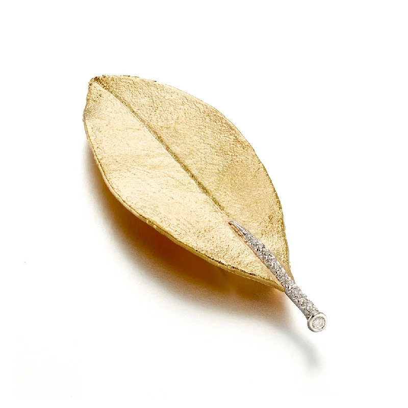 artistic floral brooch for women-Magnolia Leaf Brooch