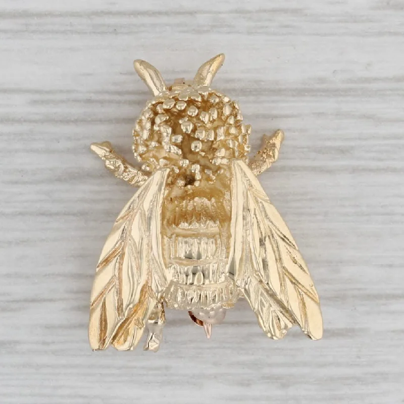 custom engagement rings for women-Bumble Bee Pin 14k Yellow Gold Brooch Insect Jewelry