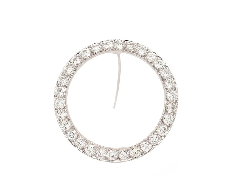 unique wedding brooch for women-3.00ctw Round Diamond Circle Brooch in Platinum