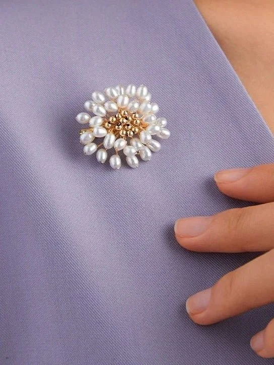 floral crystal brooch for women-Starry Series Pearl Fireworks Brooch