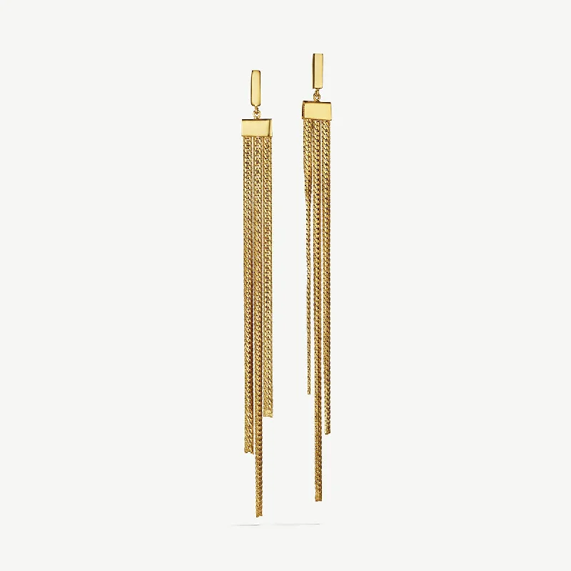 gold chandelier earrings for women-Safu Herringbone Drop Earrings