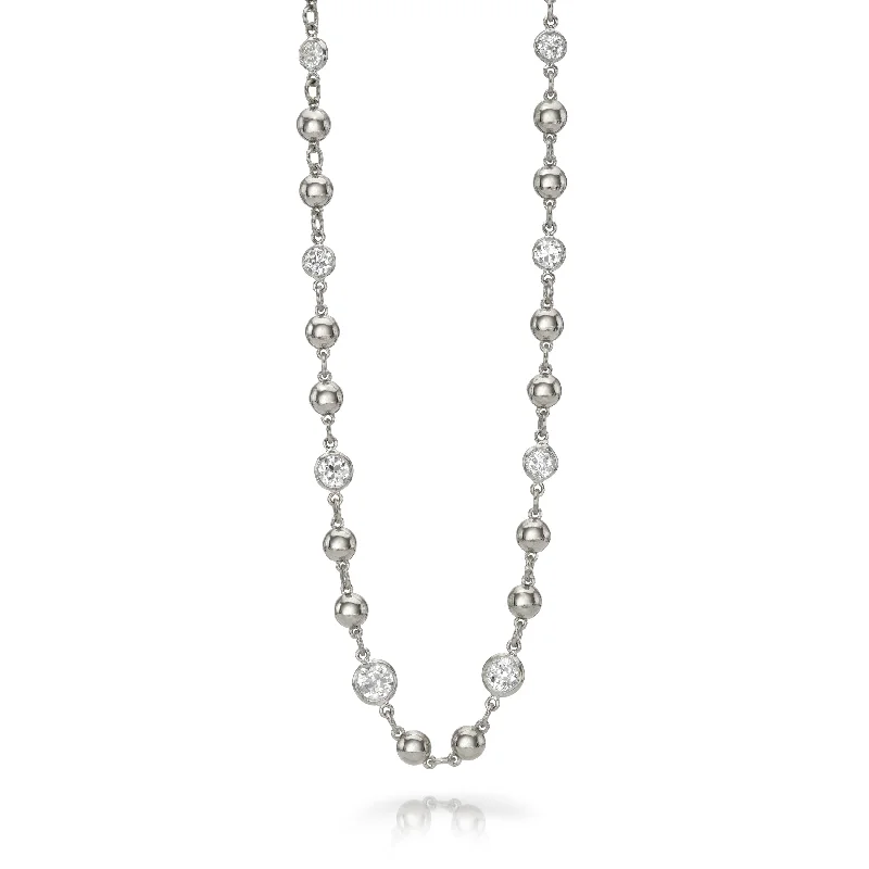 multi-layered necklace for women-MIRELLA WITH DIAMONDS - PLATINUM