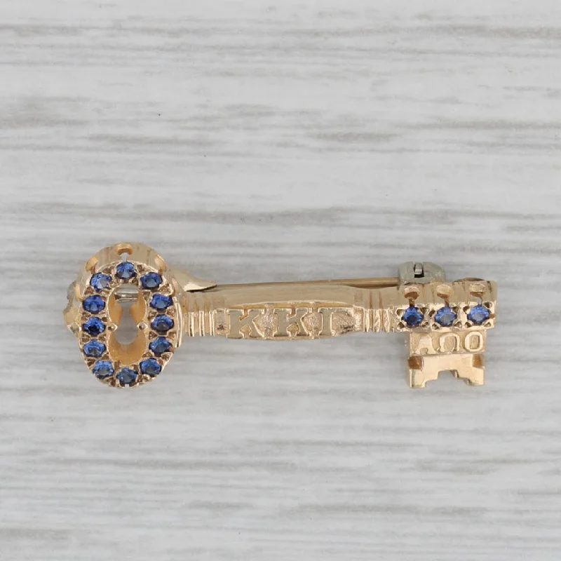 antique engagement rings for women-Kappa Kappa Gamma Sorority Key Badge Lab Created Sapphire 10k Gold Pin