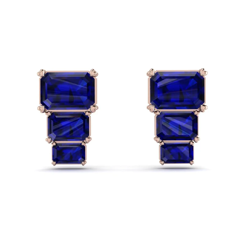 silver hoop earrings for women-Hidden Diamonds Emerald Sapphire Earrings - Briella No. 14