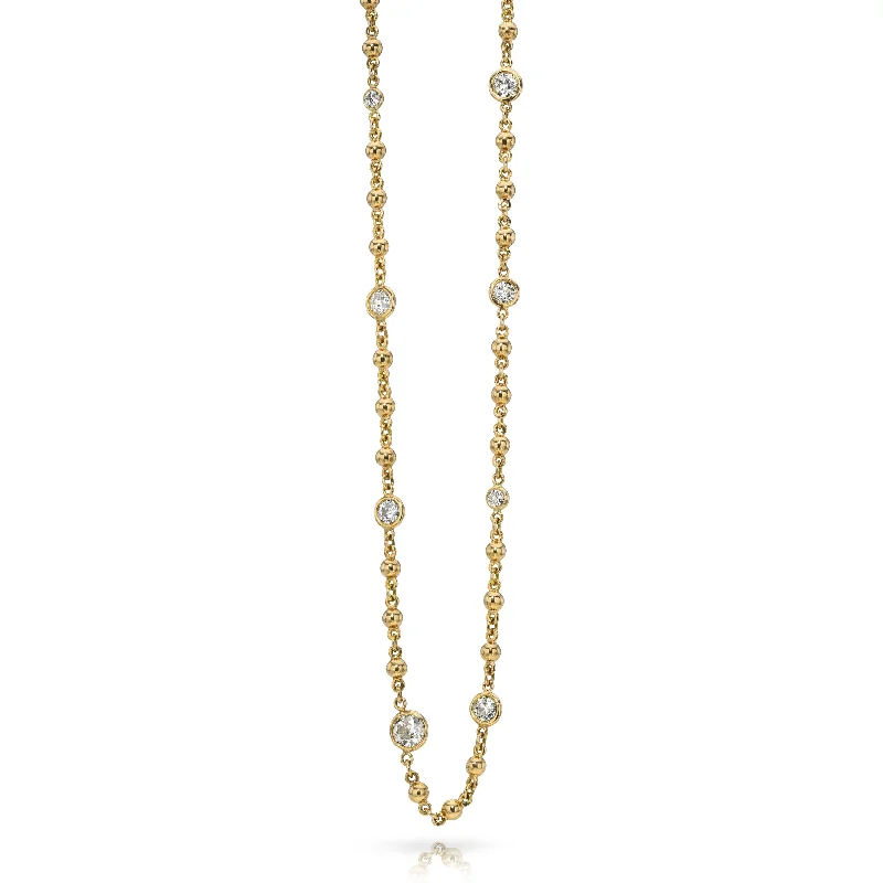 minimalist gold chain necklace for women-DIAMOND ROSARY CHAIN