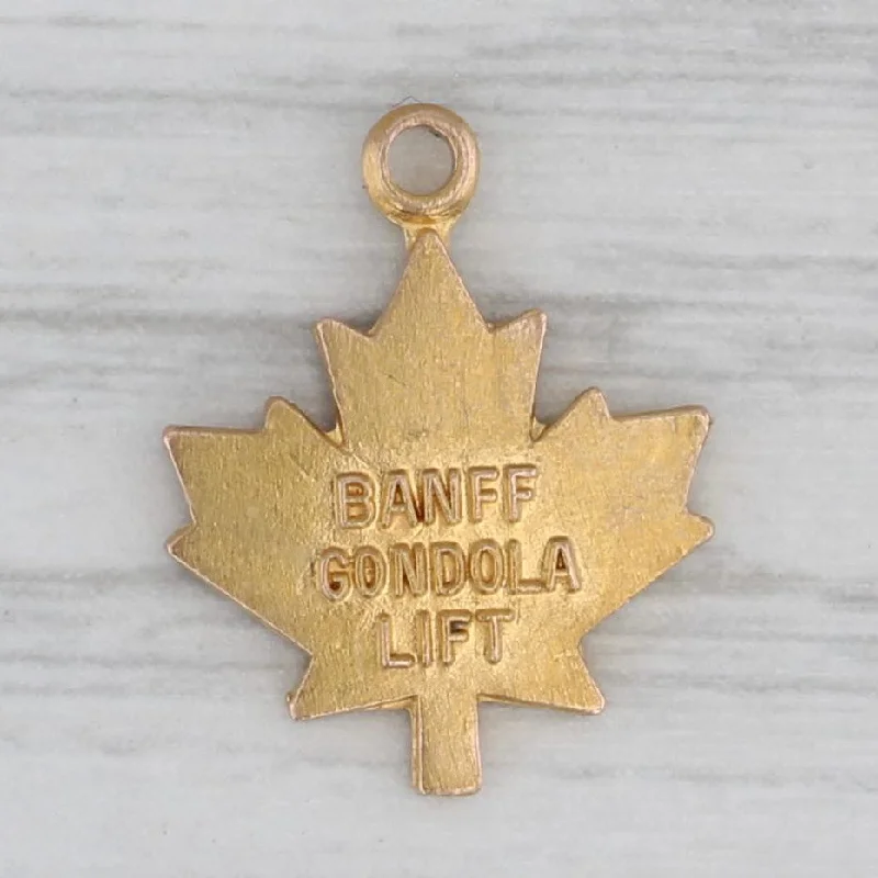 custom engagement rings for women-Banff Gondola Lift Maple Leaf Charm 10k Yellow Gold Souvenir Pendant