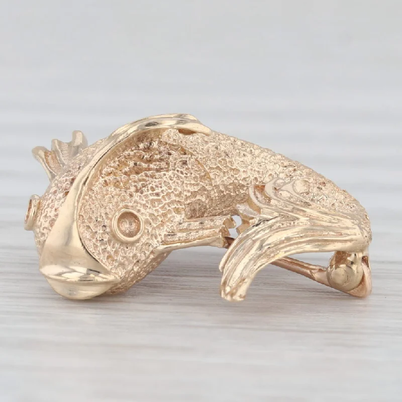 antique diamond engagement rings for women-Fish Pin 14k Yellow Gold Nautical Jewelry Brooch Lapel