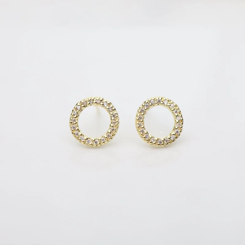 personalized drop earrings for women-Gold Vermeil CZ Pave Cheerio Stud Earrings