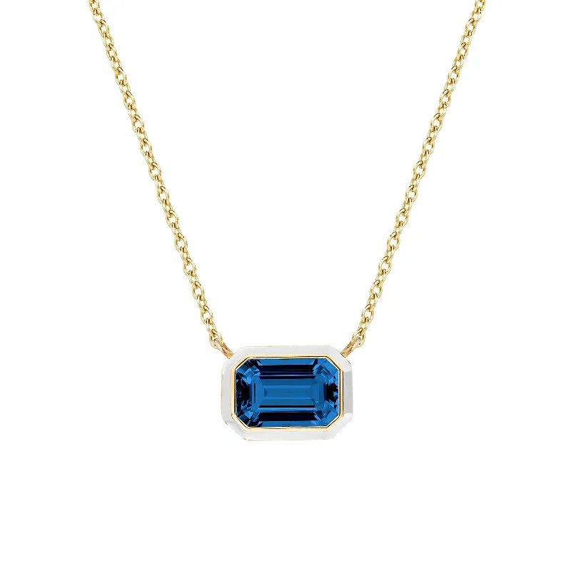 diamond cross pendant necklace for women-London Blue Topaz Queen Pendant with White Enamel