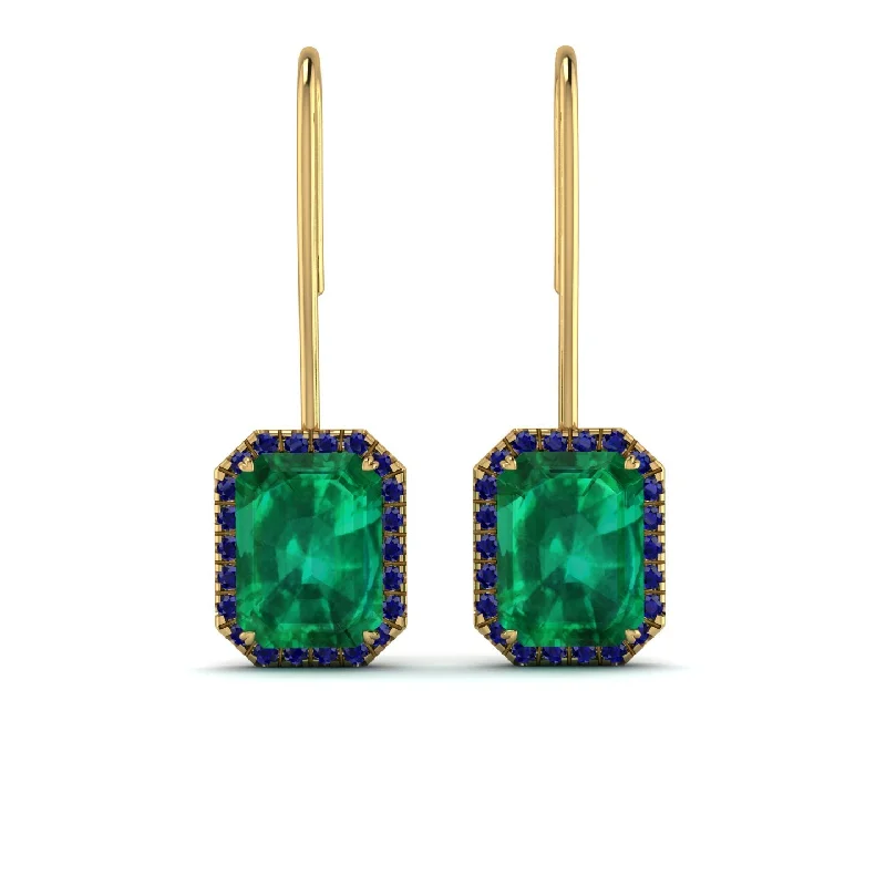 colorful hoop earrings for women-Halo Emerald Cut Emerald Earrings - Izabella No. 64