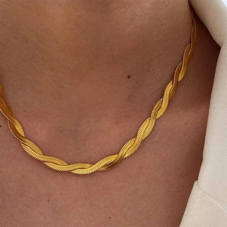 gold chain necklace for women-Double Snake Chain