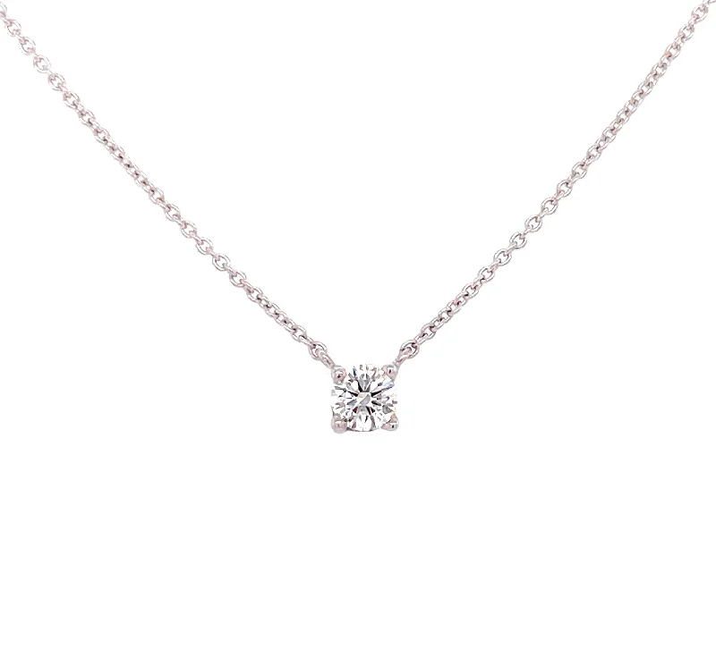 flower pendant necklace for women-18K White Gold Diamond Solitaire Pendant