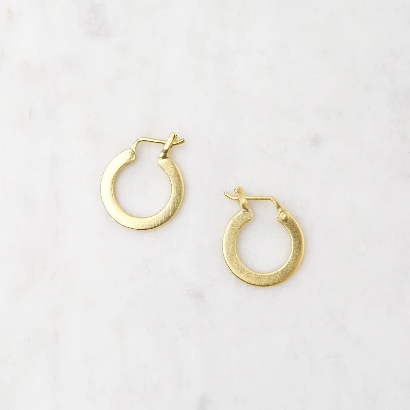 teardrop gold earrings for women-Gold Plated Mini Flat Hoop Earrings