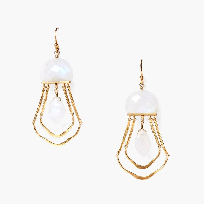 diamond stud earrings for women-Moonstone Luna Chandelier Earrings