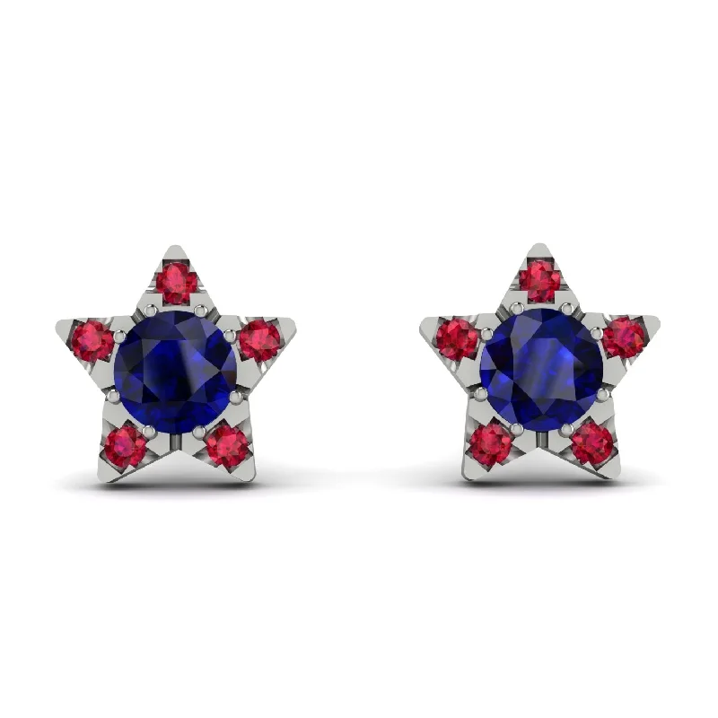 chandelier earrings for women-Star Halo Sapphire Earrings - Zelda No. 60