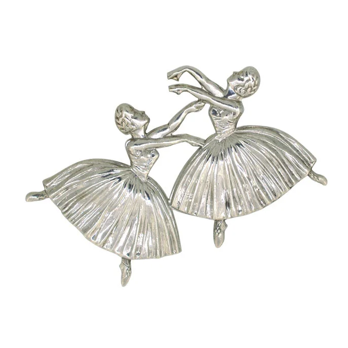 beaded brooch for women-Hallmarked Silver Ballet Brooch