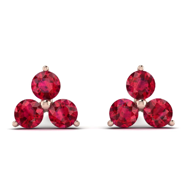 bridal stud earrings for women-Minimalist Ruby Stud Earrings - Jillian No. 11