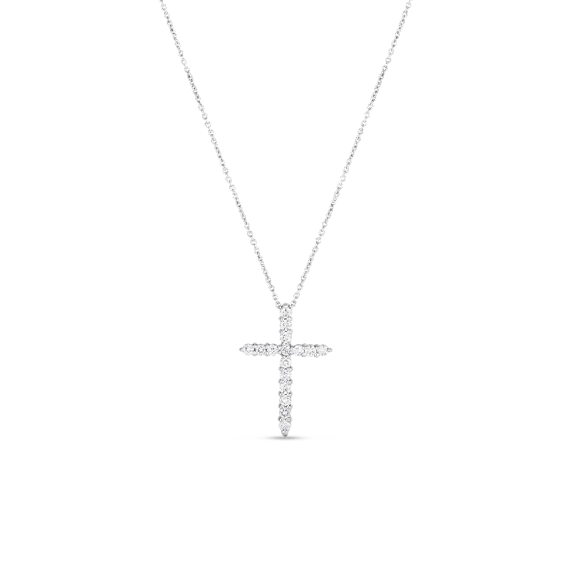 simple heart necklace for women-Tiny Treasures Diamond Bigger Cross Pendant