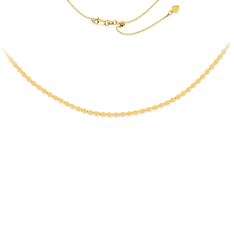 silver pendant necklace for women-14K Yellow Gold Valentino Link Adjustable Choker