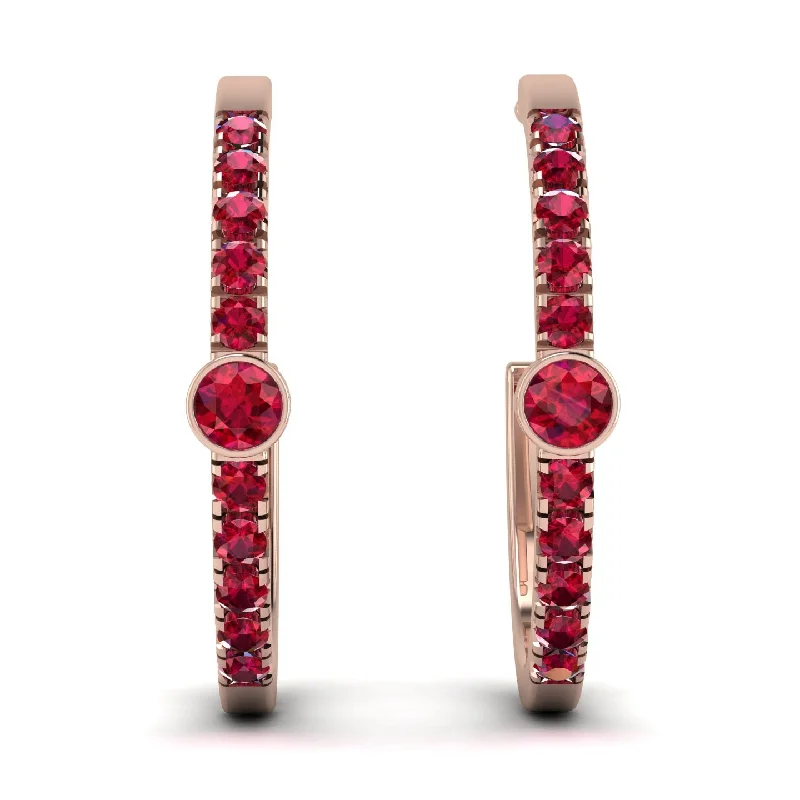 pearl drop earrings for women-Hoop Ruby Earrings Micro Pave - Ansley No. 56