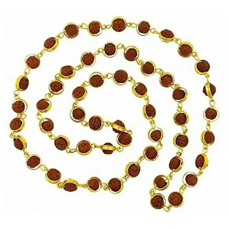 rose gold necklace for women-Martina Jewels Pack Of 6 Traditional Gold Plated Rudraksha Mala for Men