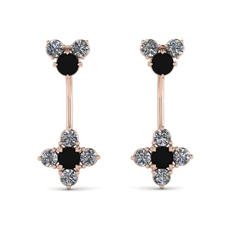 gold earrings for women-Hanging Black Diamond Compass Earrings - Brittany No. 8