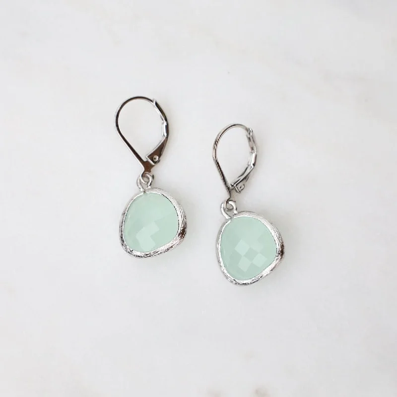 custom gemstone earrings for women-Sterling Silver Crystal Lever Back Earrings – Alice Blue