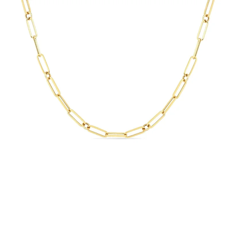 pearl chain necklace for women-Fine Link Paper-Clip Chain (17 inches)