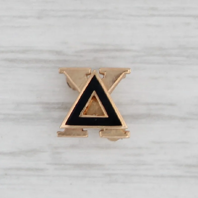 gold engagement rings for women-Vintage Delta Chi Sweetheart Pin 10k Gold Enamel Greek Fraternity Guard