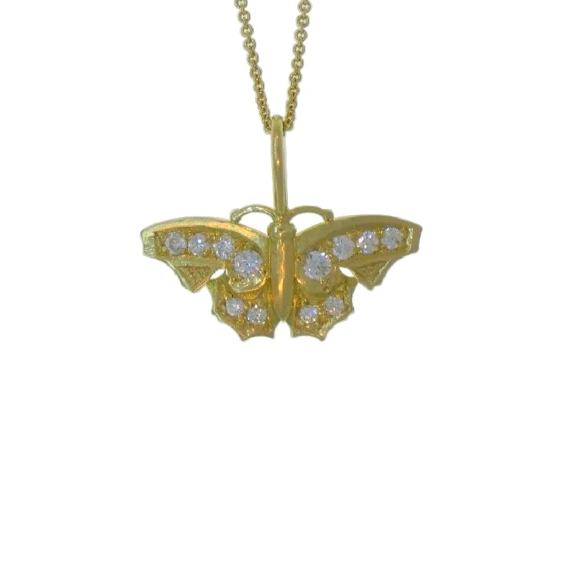 silver pendant necklace for women-Diamond Butterfly Pendant