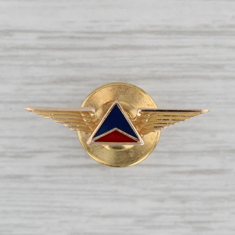 simple engagement rings for women-Delta Airlines Wings Pin 10k Yellow Gold Enamel Company Service Souvenir