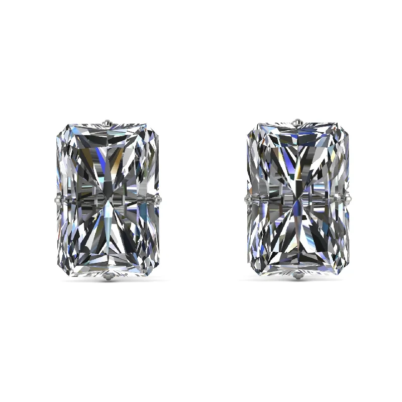 elegant pearl earrings for women-Hidden Halo Emerald Cut Diamond Earrings  - Vanessa No. 63